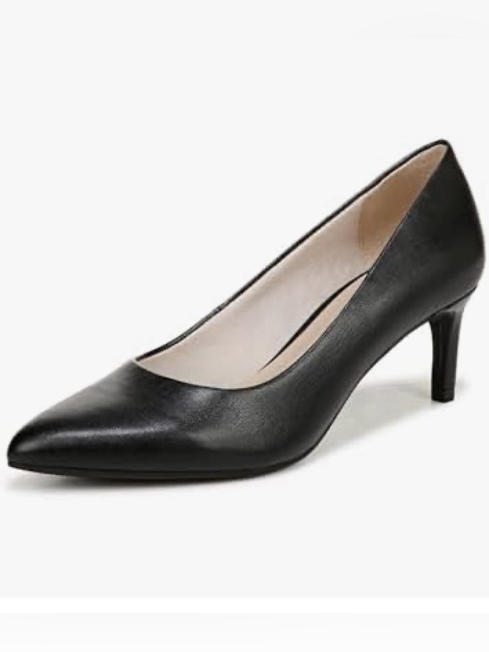 Life Stride Black Pointed-Toe Mid Heel Pump